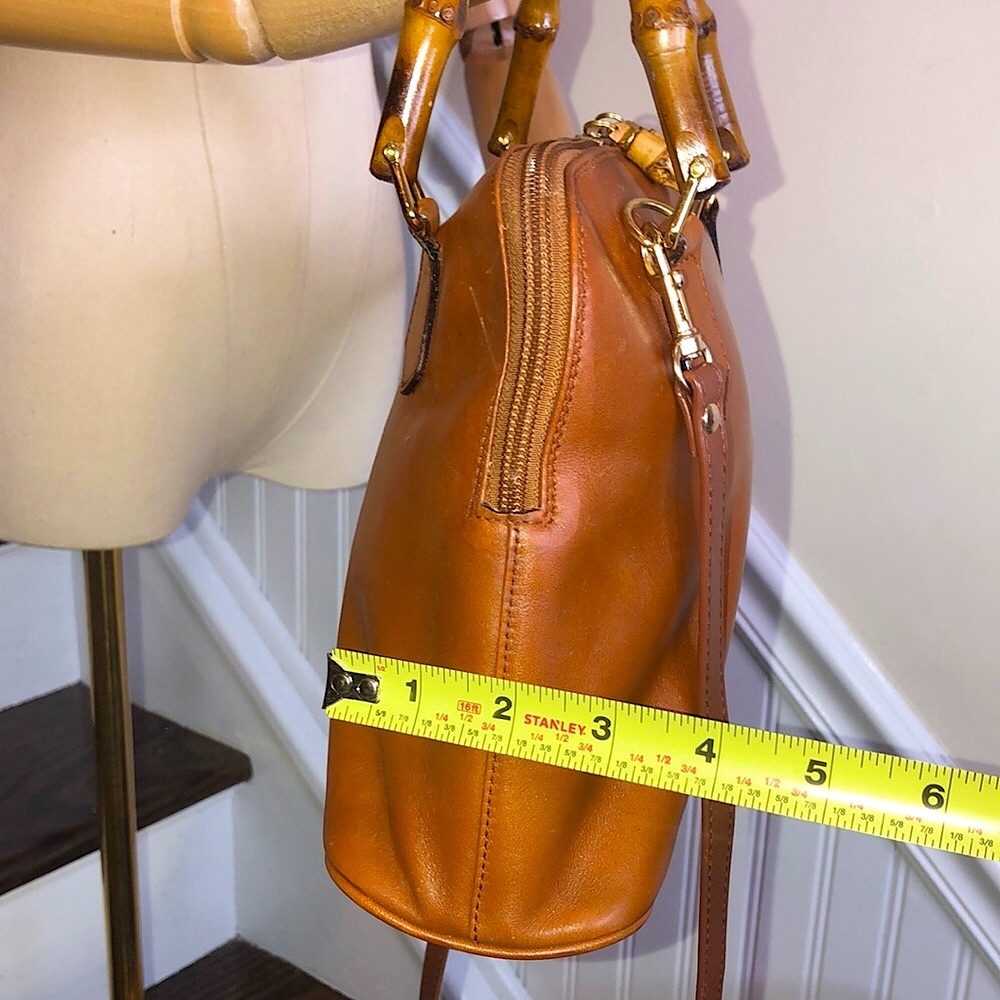GUCCI Bamboo Handle Burned Orange Leather Dome Shaped Top Zipper Crossbody Bag - Picture 9 of 16